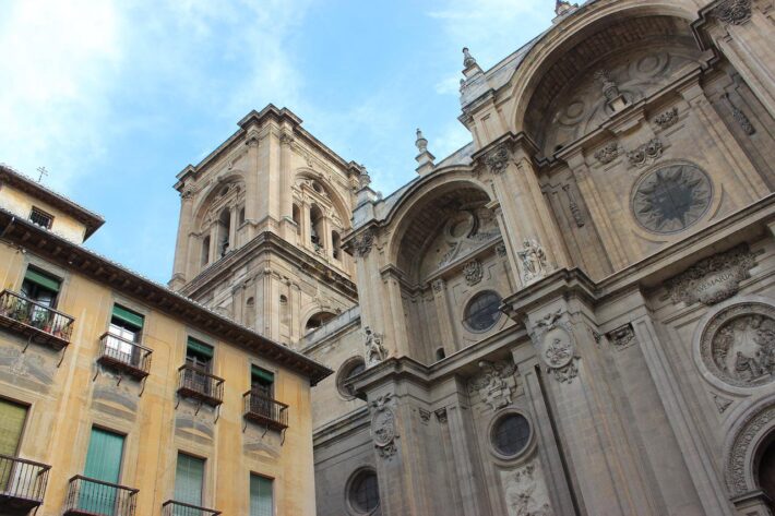 facade and tower of granada cathedral