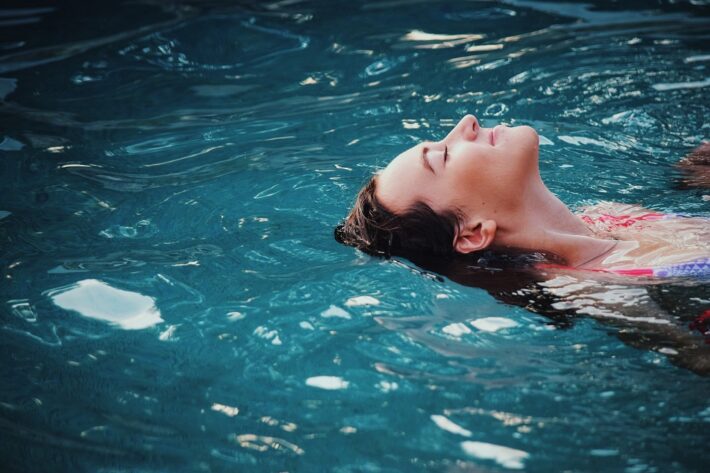 Girl swimming in malaga hammam