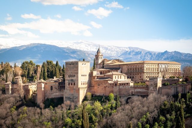 View of the Alhambra palace of Granada