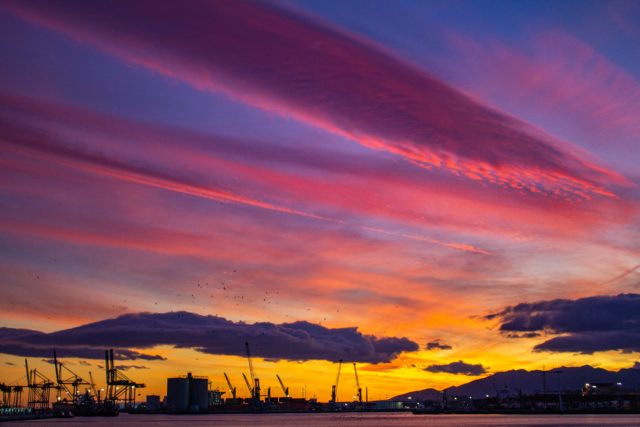 Purple sky, sunset in Malaga
