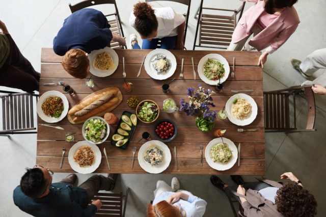 People gathering to have a meal together