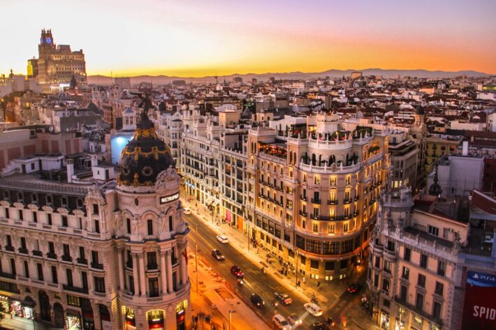 Madrid Spain during the sunset